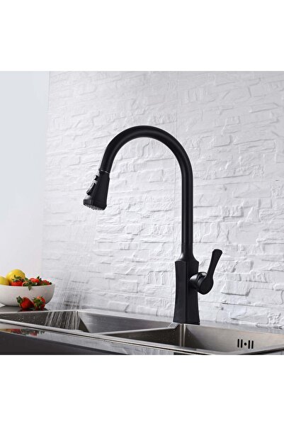 NO BRAND Kitchen faucet with extractable spray, Lia, matte black