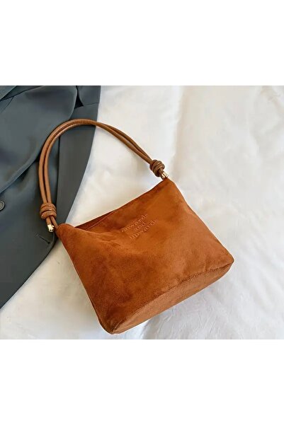 DioBlenza Kadın Süet Taba Rengi Omuz Çantası