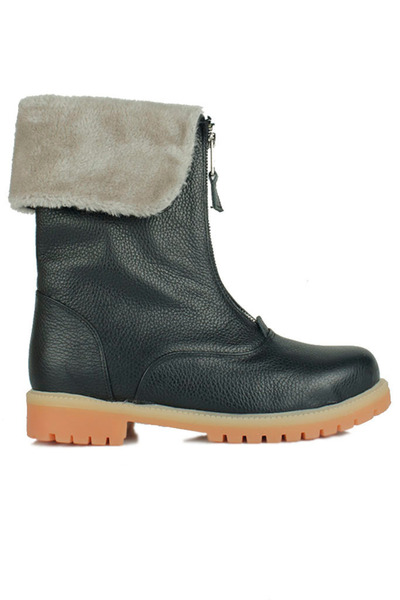 Fitbas 112407 014 Γυναικείες μαύρες γούνινες μπότες μεγάλου μεγέθους