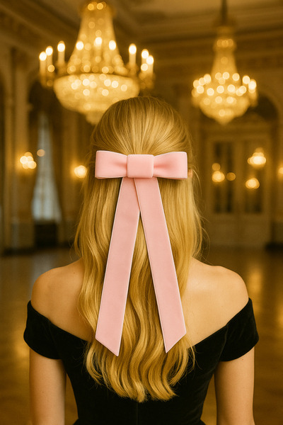 MADE BY PERİ Velvet Long Tail Bow Hair Clip –