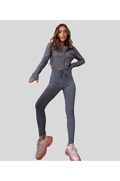MQ Women's tracksuit set: pants and long-sleeved top with hoodie