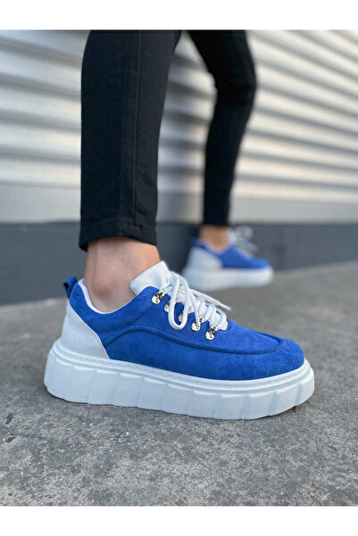 Lucy Shoes Jy010 Cloud Lace-Up Suede Men's Casual Sneaker Shoes Sbt - Blue/White