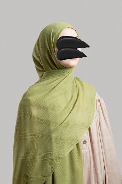 Lemaye Σάλι μουσελίνας με μποέμικο σχέδιο - Lime