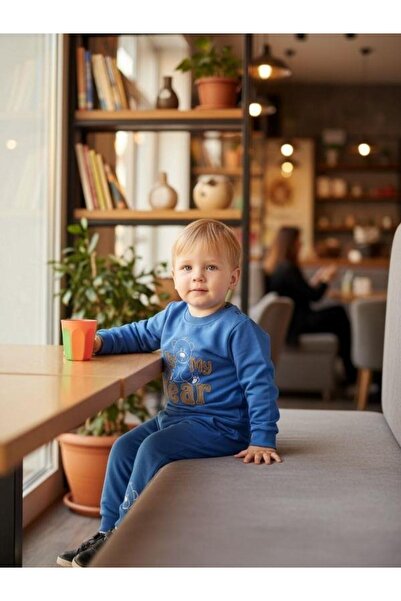 Zekids Baby Boy Cotton Teddy Bear Tracksuit Set