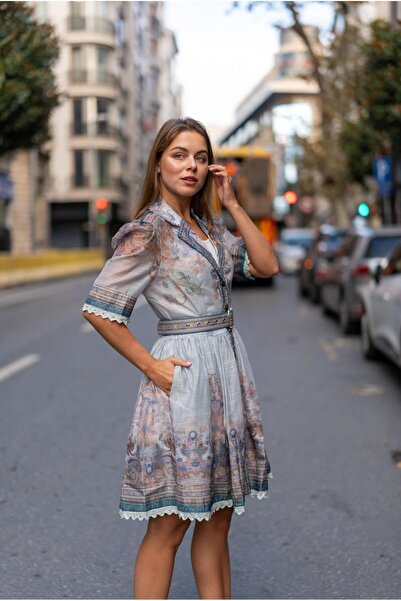 VorNişantaşı Women's Katherine Short Sleeve Button down Mini Dress