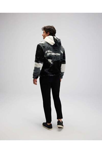 Ellesse Patterned Regular Fit Hooded Zippered Fleece Sweat Men's Sweat Em516