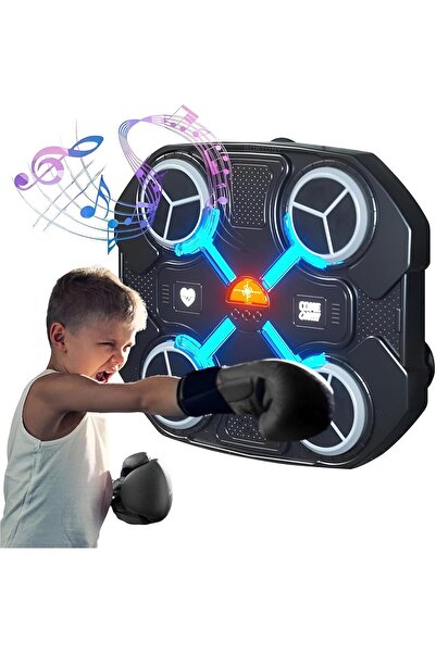 BORTONY آلة ملاكمة موسيقية للأطفال - هدف ملاكمة ذكي مثبت على الحائط مزود بقفازات