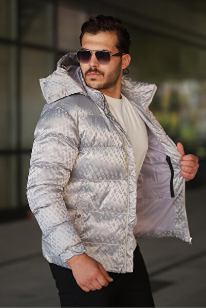 BOSS PREMIUM FASHION PUFFER JACKET – SILVER MONOGRAM