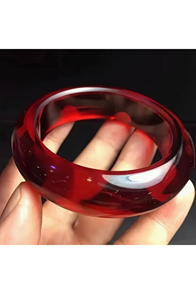 FM Minimalist Bangle Vintage Style Ruby Red Transparent Color Stylish Resin Women's Bracelet |   Bright and Stylish