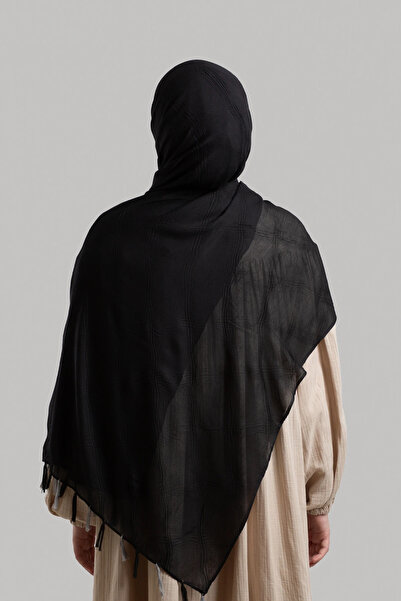 Lemaye Σάλι μουσελίνας με μποέμικο σχέδιο - Μαύρο