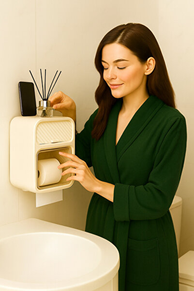 Tuvalet Kağıtlığı | Yapışkanlı Duvar Tipi Tuvalet Kağıtlığı |Çok Fonksiyonlu Tuvalet Kağıdı Komidini