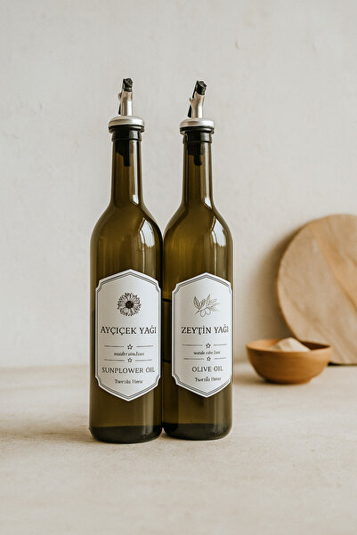 Bohemian Retro Set of 2 Sunflower & Olive Oil Oil Bottles – 750 ml