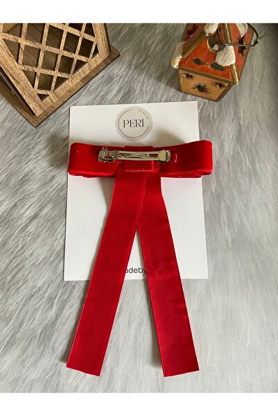 MADE BY PERİ Velvet Long Tail Bow Hair Clip –
