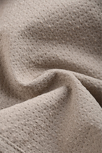 DeepSEA Men's Beige Stretch Fabric Seersucker Fabric Elastic Waist Drawstring S Slim Fit Casual Trousers 2600650