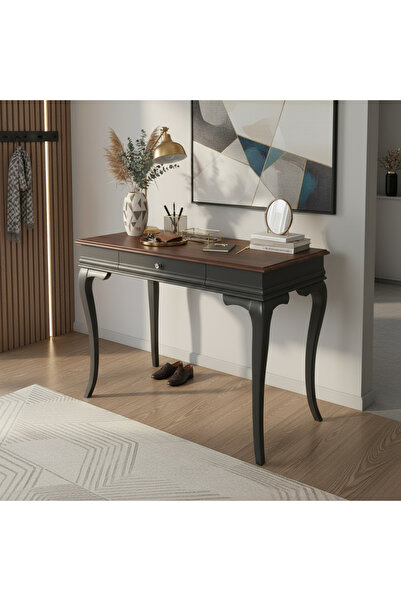 Wooding Mobilya 120 Cm Masif Rustik Antrasit Ceviz Dresuar