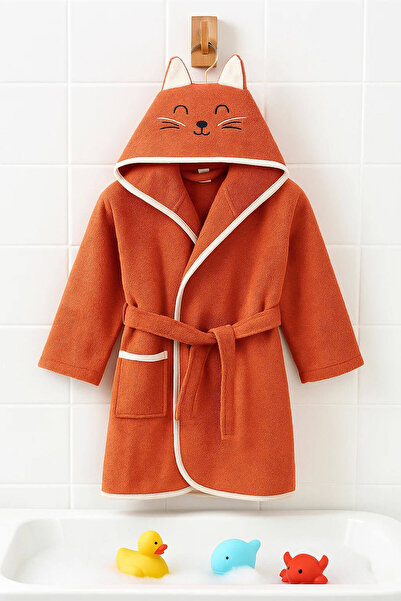 Elif Mira Детски халат с качулка и животински мотиви за плажа, 100% памук