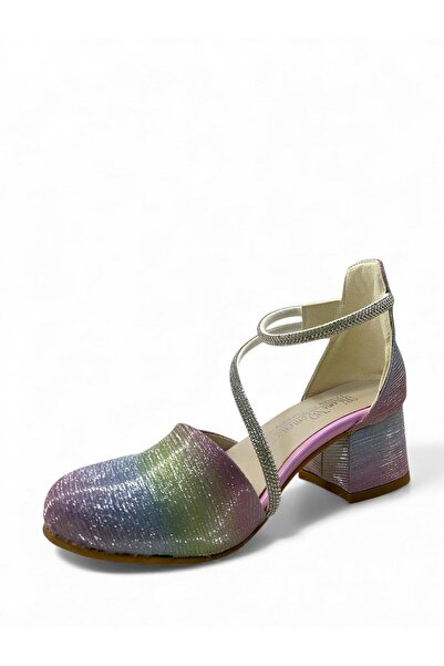 Tuğba Ortopedi 773 Girls' Colorful Glitter Heeled Evening Dress Shoes