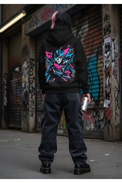 Infire clothing قصة فضفاضة هودي نيون جوست مطبوع للجنسين