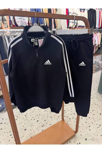 NOBLEKIDS طقم شبابي أسود من لوجو مطبوع – سويت شيرت وبنطلون رياضي