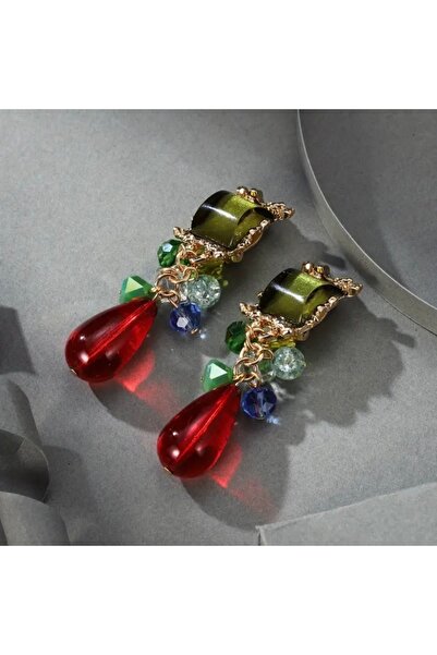 Accessories Hei Red Green Colorful Dangle Daily Wear Women's Accessory Sparkling Earrings