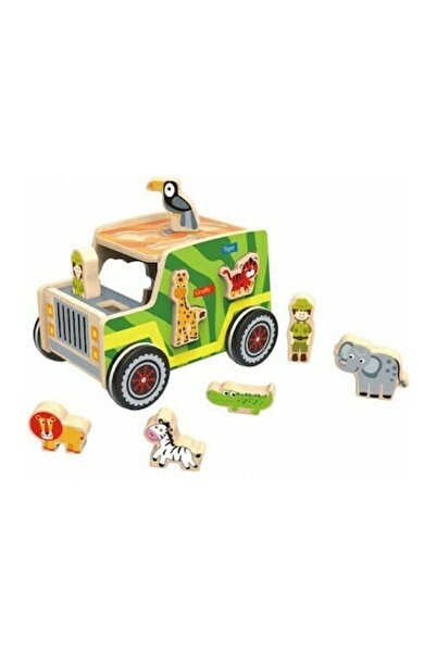 Tooky Toy Wooden Safari Jeep – Tooky Toy, Educational Animal Toy for Children 18+ months