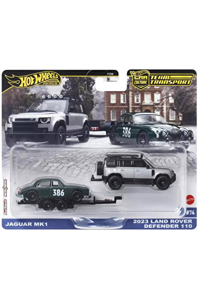 HOT WHEELS Macheta auto Team Transport Land Rover Defender 110 &amp; Jaguar M...