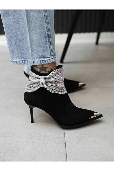 EVASAMLİSHOESBAG Silver Taşlı Topuklu Bot