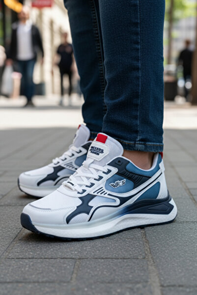 Wickers Erkek Yürüyüş Ayakkabısı Siyah Kırmızı Hafif Ortopedik Spor Sneaker