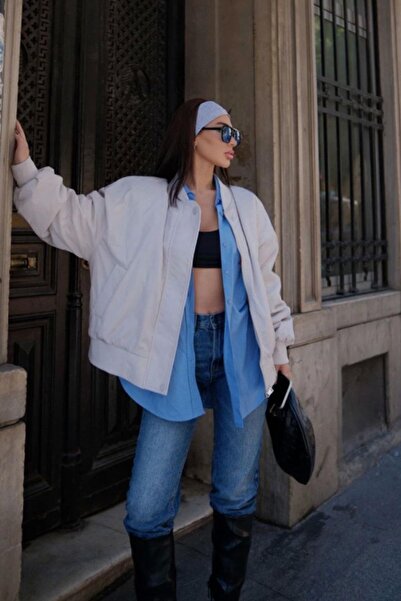 dk denemekabini Jachetă Bomber cu buzunare - Albă