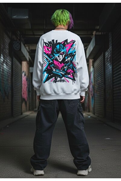 Infire clothing قصة فضفاضة سويت نيون هايت مطبوع للجنسين