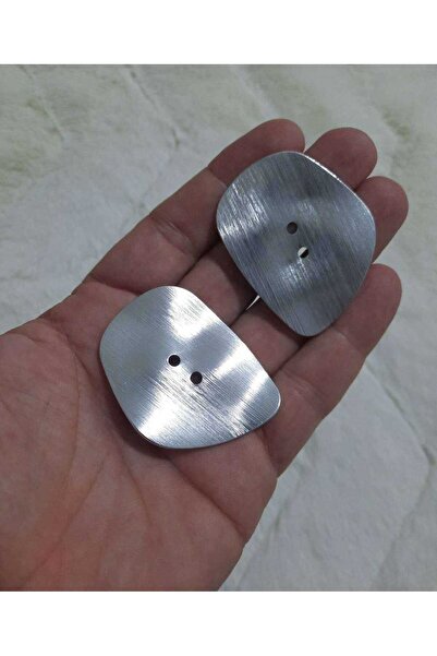 beyna aksesuar BUTON METALIC PLACAT SILVER DE DIMENSIUNE MARE ASIMETRIC 5 CM ...