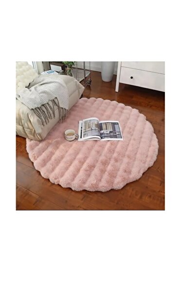 Generic Round faux fur rug, soft polyester, suitable for children's rooms and small pets, 90 cm diameter