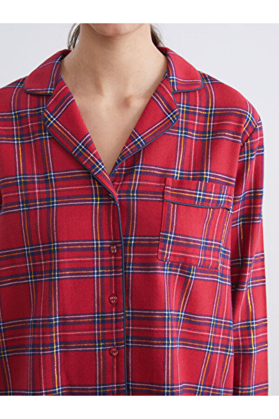 LC Waikiki Shirt Collar Plaid Women's Pajamas Set