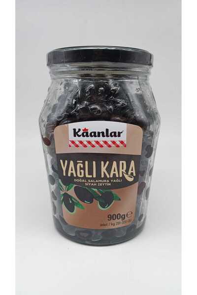 Kaanlar Yağlı Kara Doğal Salamura Yağlı Siyah Zeytin 900 Gr CAM (291-320)