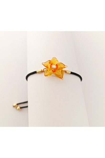 ADAMODART Orchid Murano Glass Beaded Adjustable Drawstring Bracelet