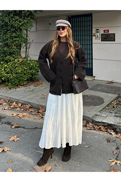 Laluvia Brown Double Pocket Cardigan - 04622