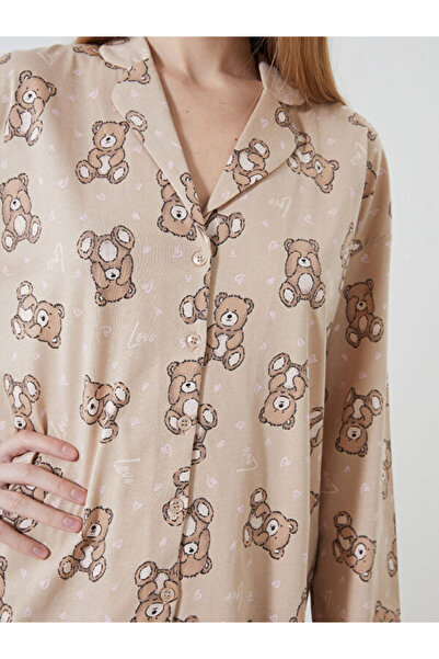 LC Waikiki Shirt Collar Patterned Women's Pajamas Set