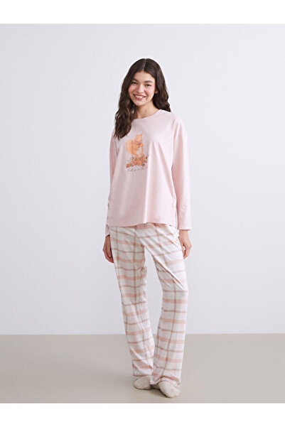 LC Waikiki Bisiklet Yaka Baskılı Kadın Pijama Takımı