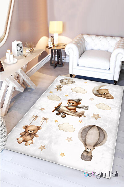 Bebişim Halı Ayıcıklı Balonlu Bambu Bebek Çocuk Halısı