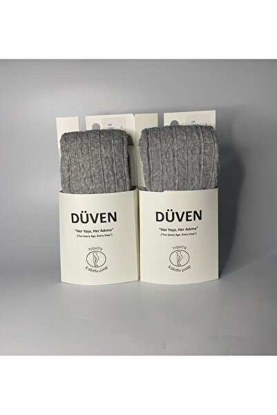 DÜVEN 2-Pack Carina Cotton Patterned Gray Women's Pantyhose