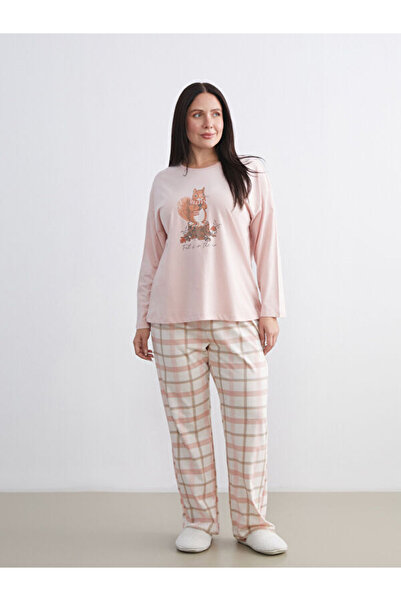 LC Waikiki Bisiklet Yaka Baskılı Kadın Pijama Takımı