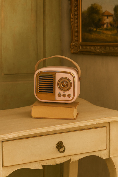 dunyazuccaciye Retro Pembe Radyo Görünümlü Hoparlör