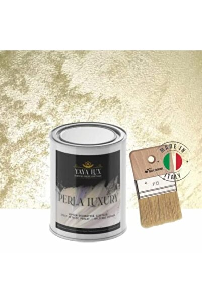 YaYa Color Luxury Decorative Paint, Perla Luxury with Pearl Flakes, Pistachio Green, 1 Liter and 70 mm Brush
