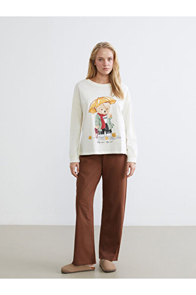 LC Waikiki طقم بيجامة نسائية مطبوعة على شكل دب تيدي