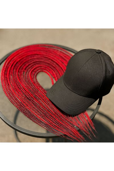 YASEMİN KAPLAN Red Braided Hat-Red Dreadlock Hair Hat-Dreadlock Hair Hat-Practical Wig