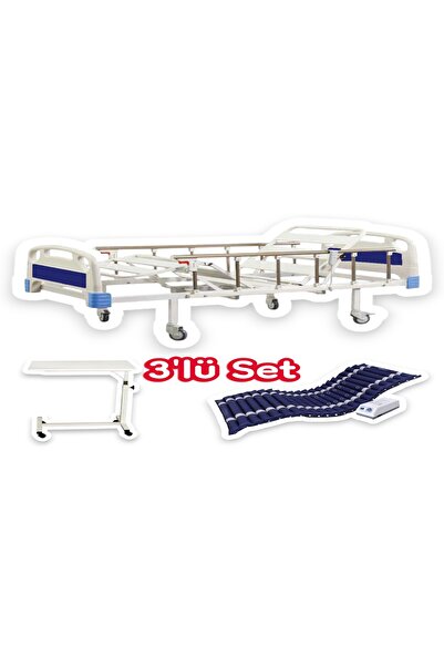 Elegant 2 Motorlu Hasta Karyolası ABS Başlıklı Tabanca Korkuluklu + Yemek Mas...