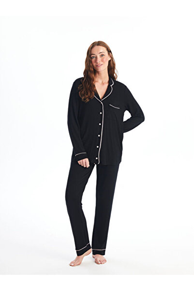 LC Waikiki Shirt Collar Plain Long Sleeve Women's Pajama Set