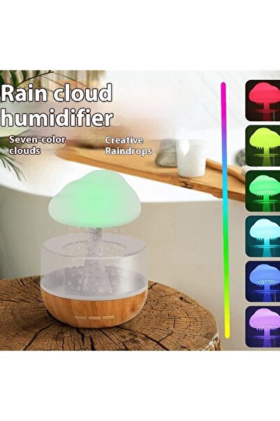 Generic USB Rechargeable Rain Cloud Mushroom Humidifier - Battery Operated Fogger with Water Drip Effect