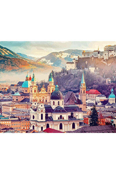 Painting by numbers Pictură pe numere Salzburg, Austria cu ramă de lemn 40x50 cm
