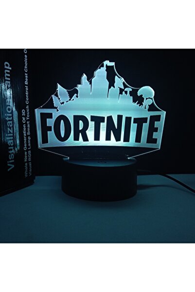 3D 3D Holographic LED Lights in the Shape of the Fortnite Logo - 7 Lights with Illuminated Base
